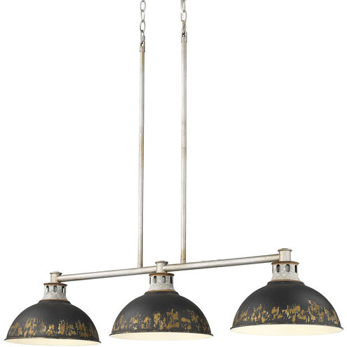 Kinsley 3 Light 38.88 inch Aged Galvanized Steel Linear Pendant Ceiling Light in Antique Black Iron